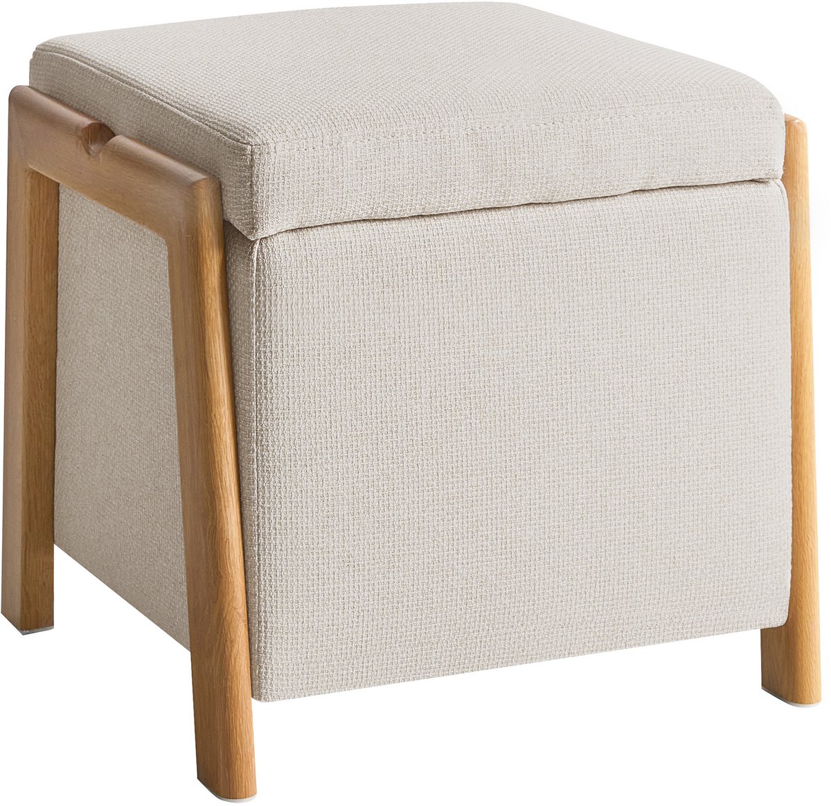 EDLAND - Poef met opbergruimte - Lichtbeige - Polyester