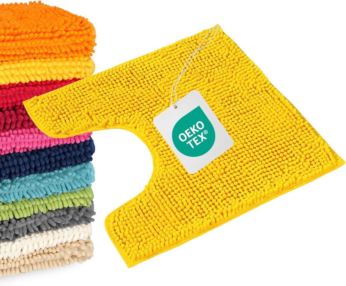 Badmat Geel - Badkamer Tapijt 45x45cm - Antislip & Machinewasbaar - Comfortabel voor je toilet - SnelShoppen