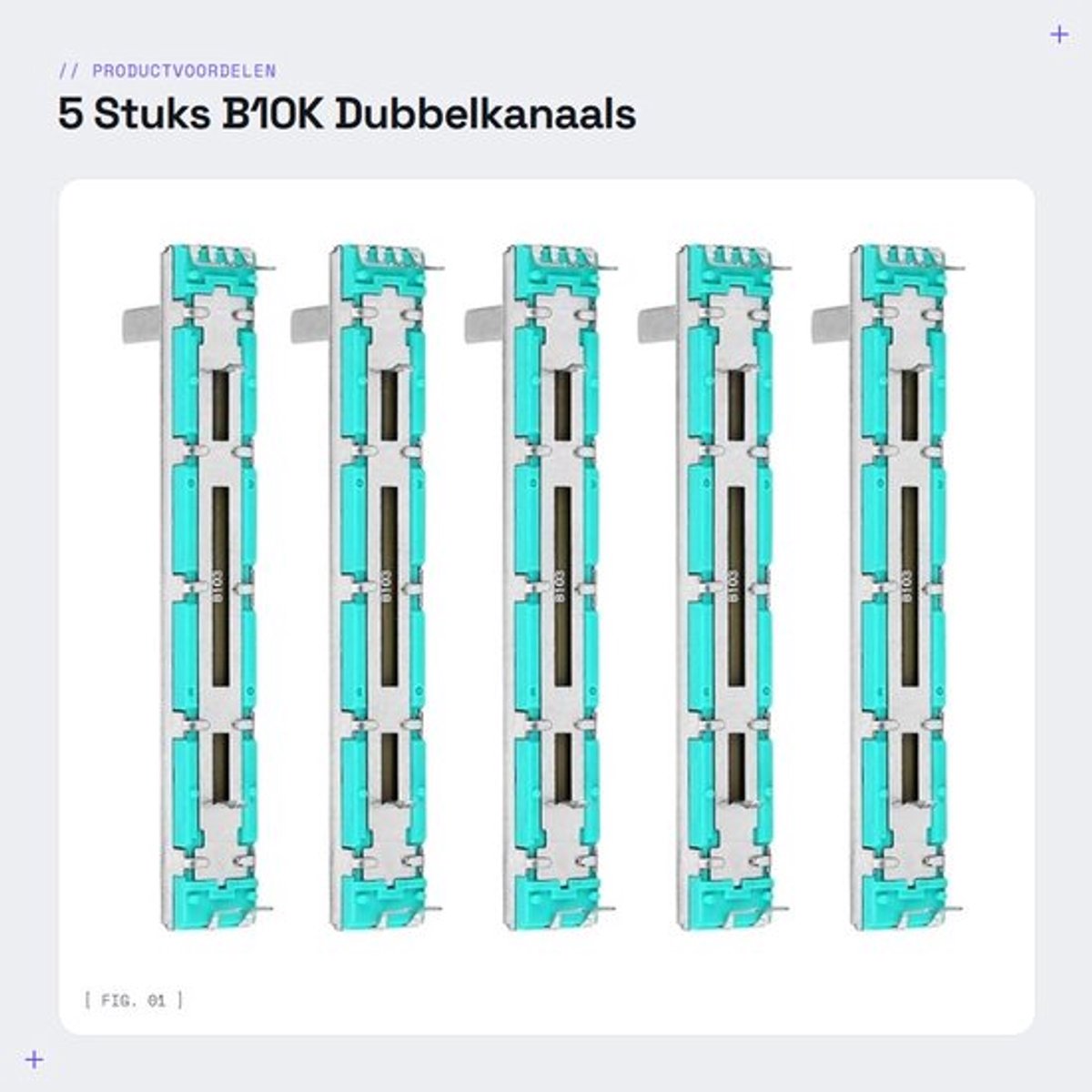 5 Stuks B10K Dubbelkanaals Schuifpotentiometer voor Meerdere Toepassingen