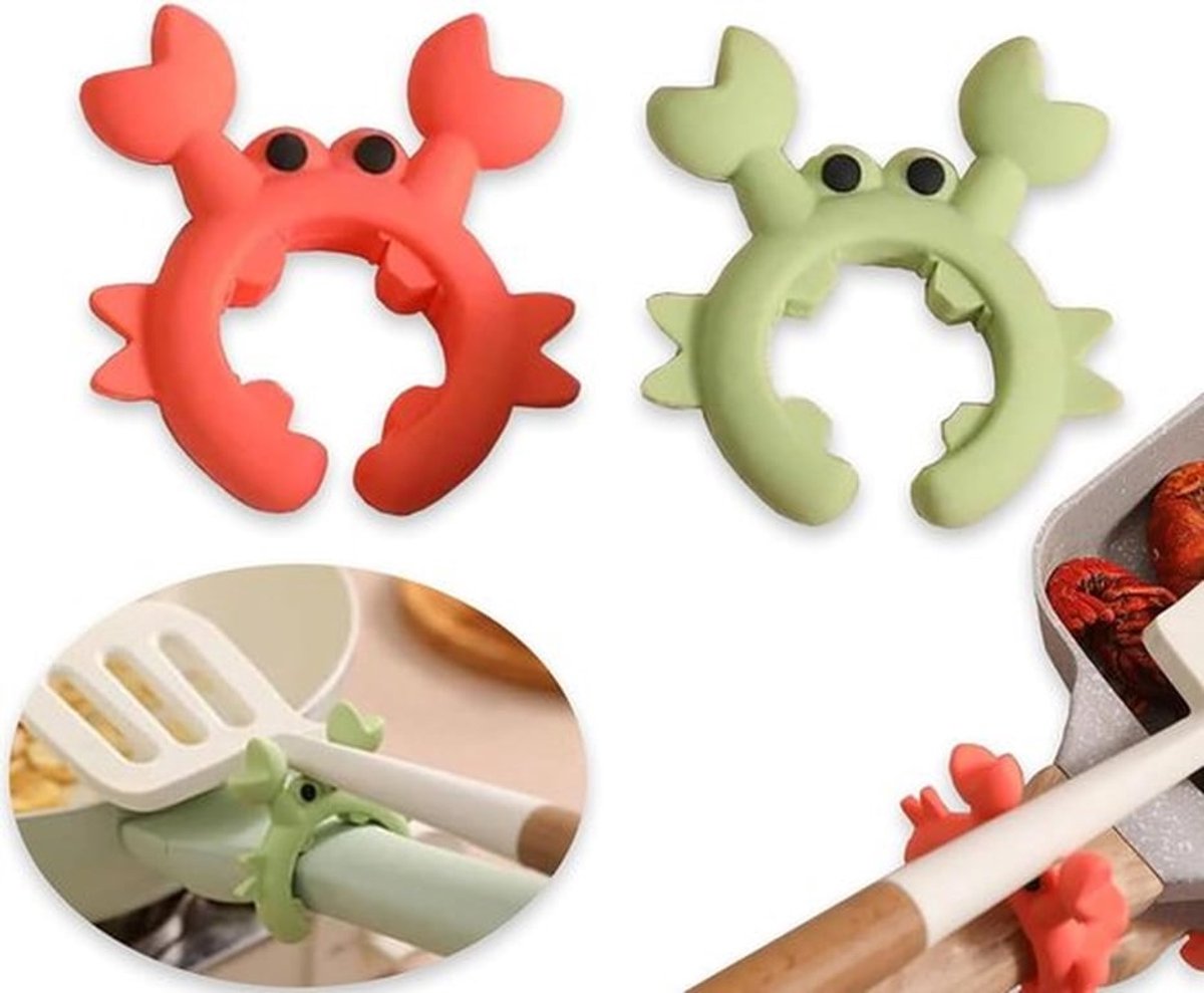Kooklepelhouder Antislip - Kooklepelhouder Siliconen - Lepelhouder - Keukengerei Houder - Compact - Krabdesign