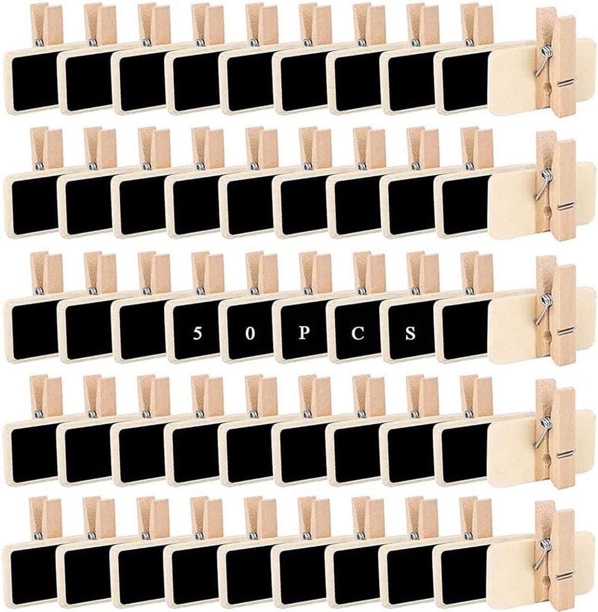 Allecta - Bordclips zwart houten bord 50 stuks voor berichtenborden memoborden prijskaartjes fotowand feestlabels