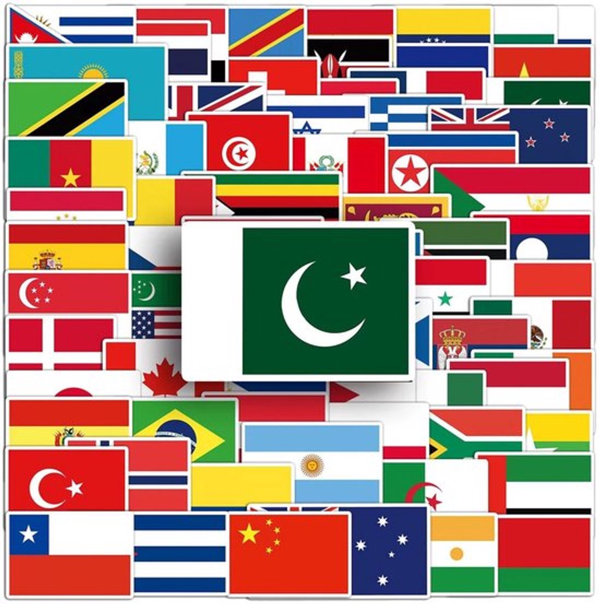 Wereldvlagstickers 105 Stuks - Diverse Vlaggen - Kleurenset - Duurzaam - Geschikt voor Decoratie - Creatieve Projecten - Vlaggenstickers