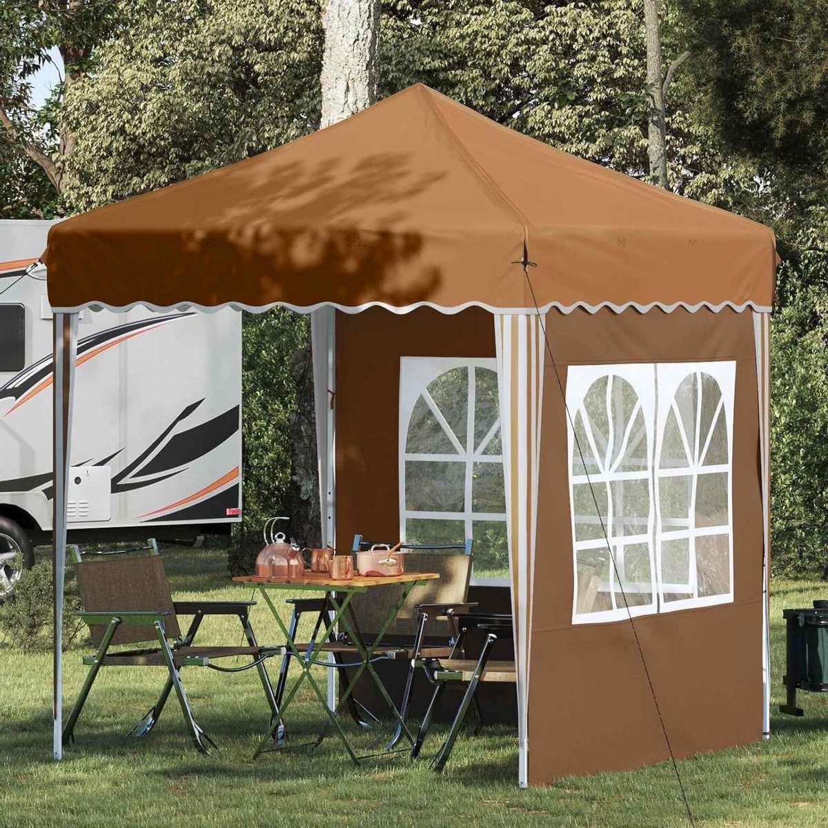 Pop-up Partytent - Feesttent Paviljoen - Outdoor Evenementen - In Hoogte Verstelbaar - 195 x 195 cm - Beige