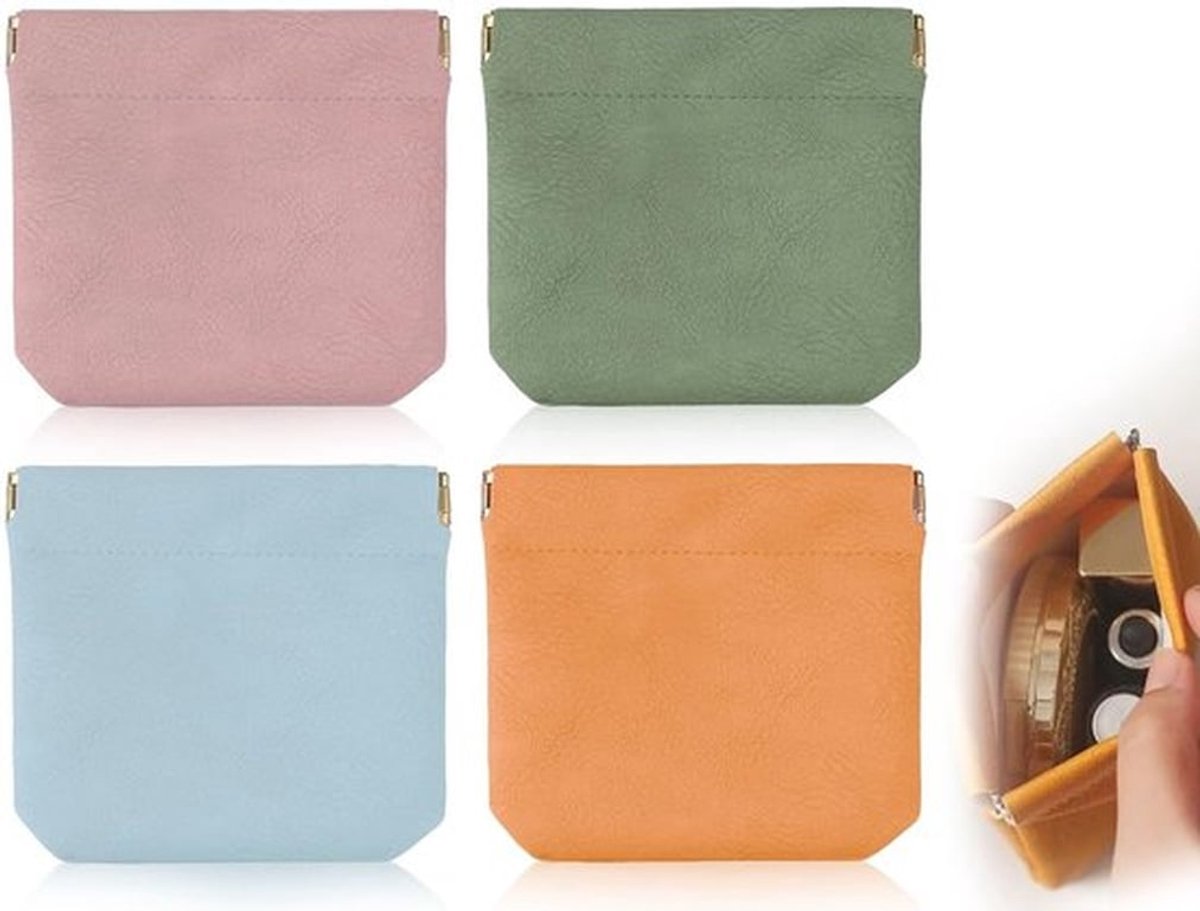 Make-uptasje Klein - Set van 4 - Draagbaar - Hoogwaardig Leer - Mini Make-uptassen - Cosmetica Organizer - Cosmetica Tasje