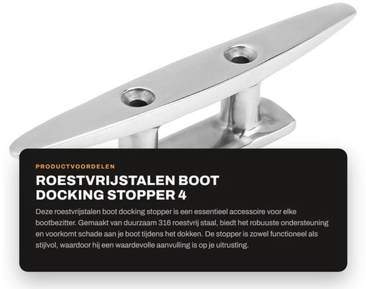 Boot Docking Stopper 4 Inch - Roestvrij Staal 316 - Boot Dek Stok - Antislip - Corrosiebestendig - Hoogwaardige Kwaliteit - Dockingstation
