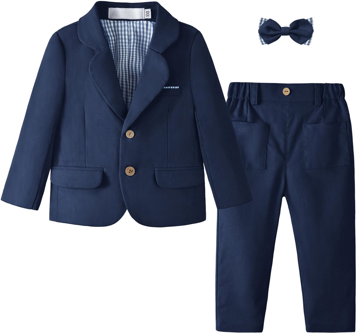 SnelShoppen - Volunboy Formele set voor baby's, jongens, 2-delig, blazer en broek, donkerblauw, maat 2-3 jaar, perfecte kleding voor bruiloften en fee