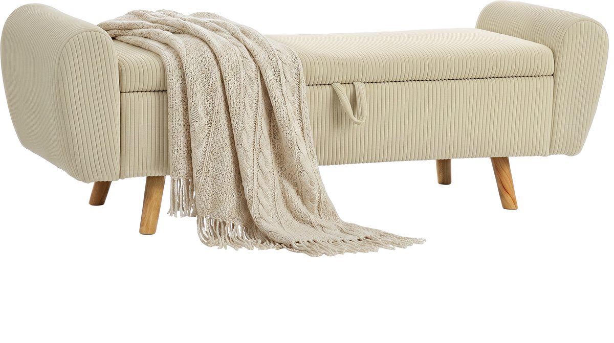 HOMCOM Storage Ottoman-Polyester-150L x 45B x 51H cm-Beige