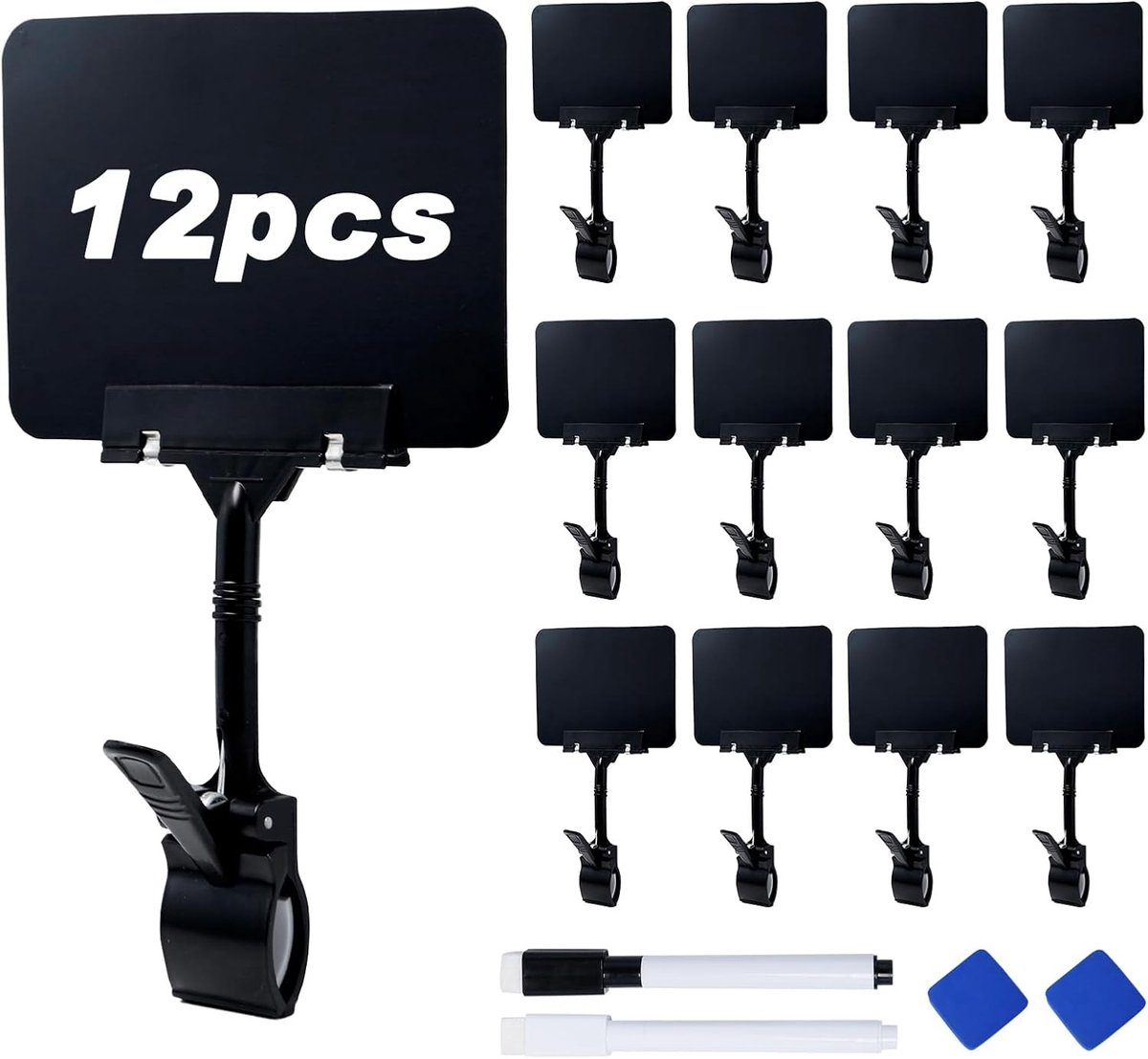 12 Stuks Rotatable Prijslabelhouders met Klem voor Productpresentatie in Supermarkten en Winkels