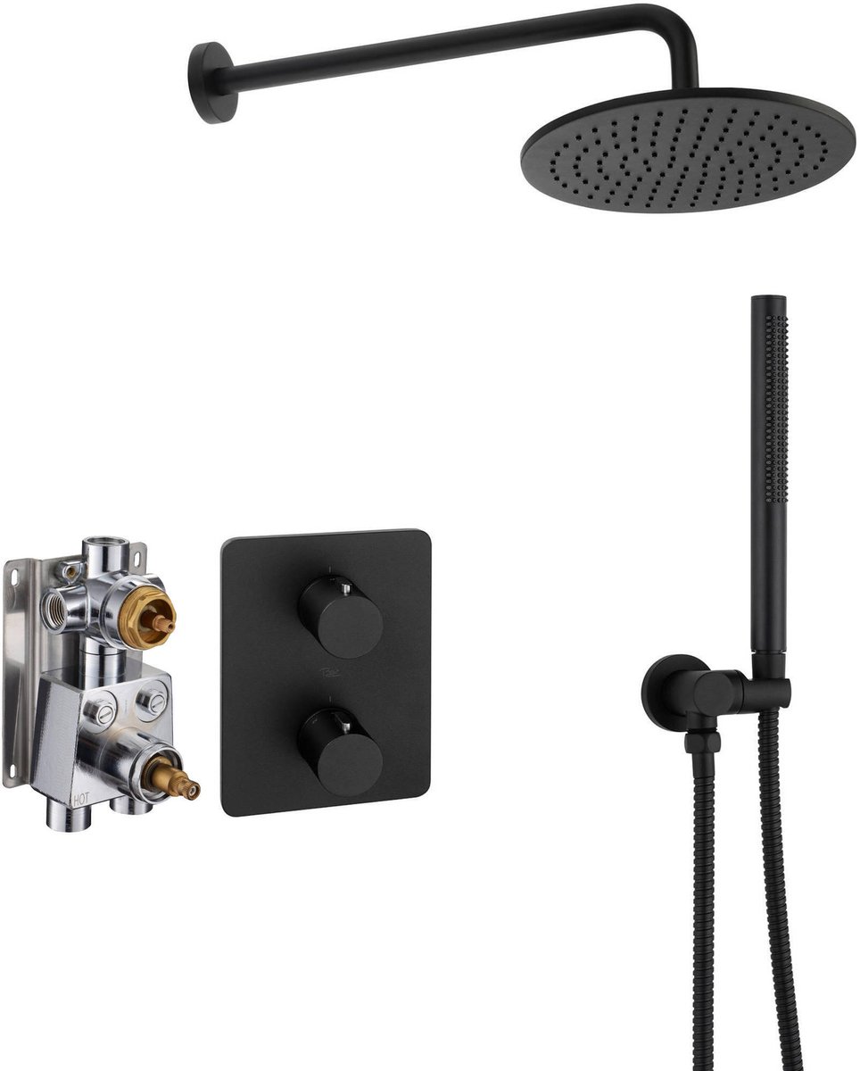 Ben Lavion 250 regendoucheset inbouw Ø25cm mat zwart