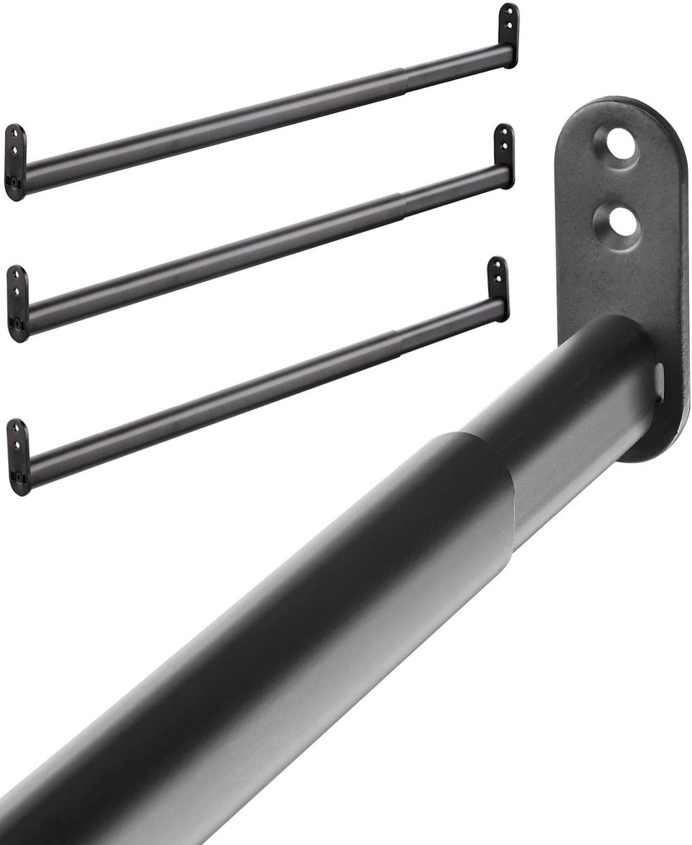 3 x kaststang 900-1100 mm, uitschuifbaar, matzwart, ovaal
