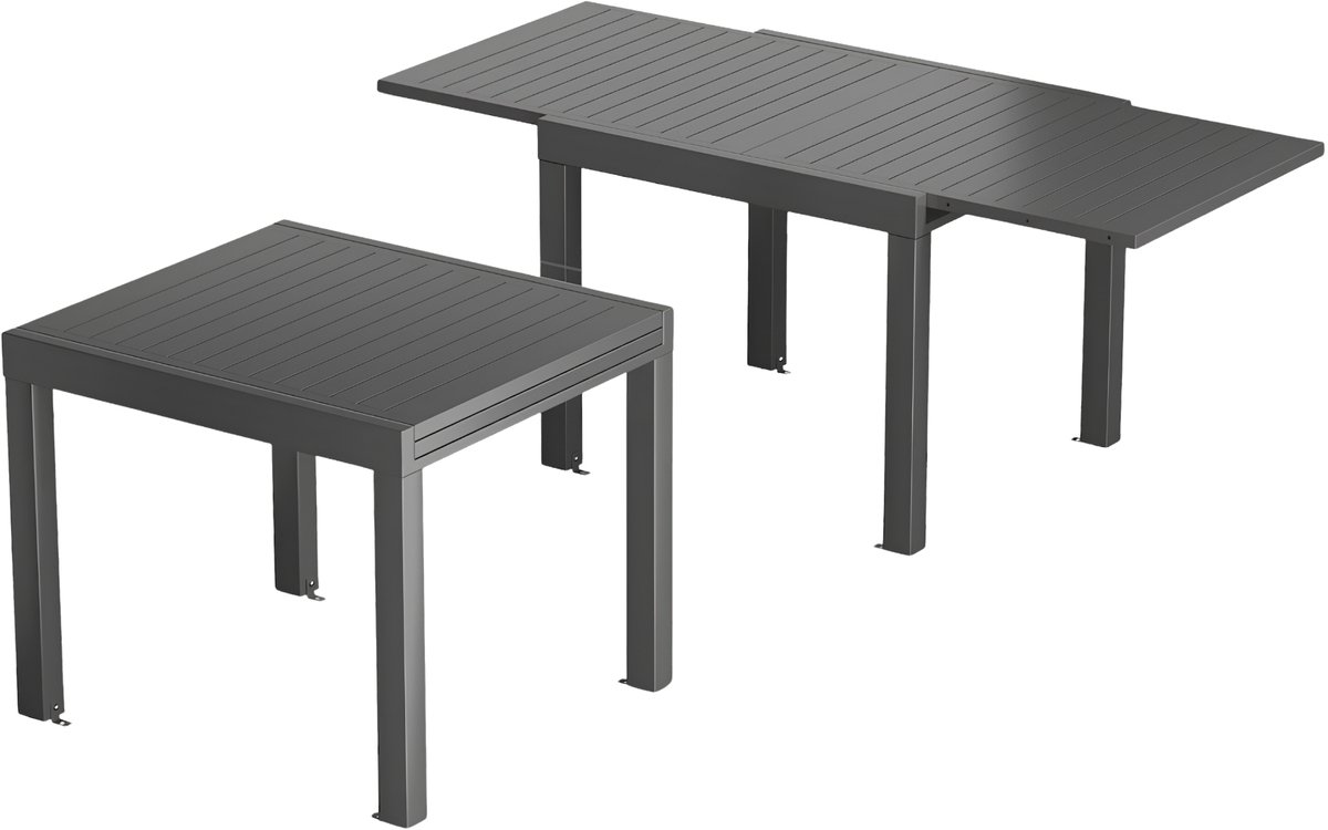 Multifunctionele Uitschuifbare Aluminium Tuintafel 160 × 80 cm – Weerbestendige Eettafel voor Tuin, Terras en Feesten – Zwart