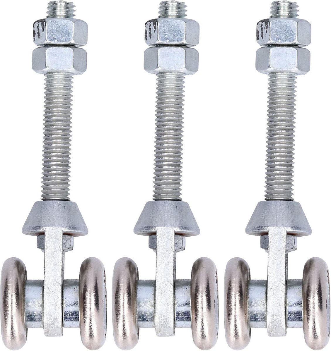 Robuuste Rollers voor Schuifdeuren, Stalen Dubbele Wielen, 3-delige Set voor Glazen Deuren, Diameter 35 mm, Ideaal voor Vloeiende Beweging en Duurzaamheid