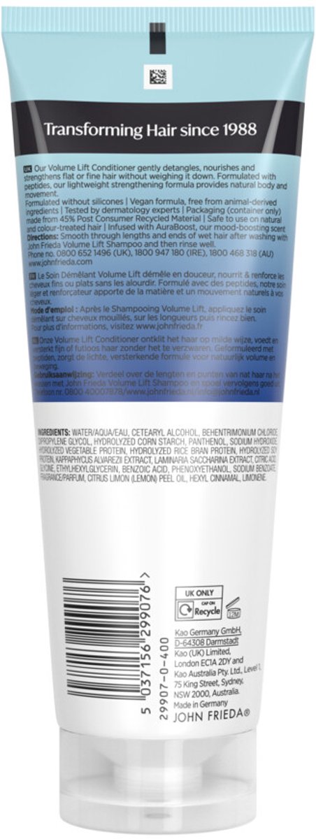 John Frieda Volume Lift Lightweight Conditioner - 3 x 250 ml - Voordeelverpakking