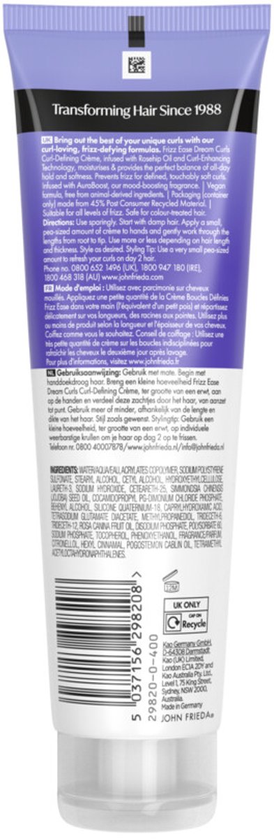 John Frieda - Frizz Ease Dream Curls Crème - 6 x 150 ml - Voordeelverpakking