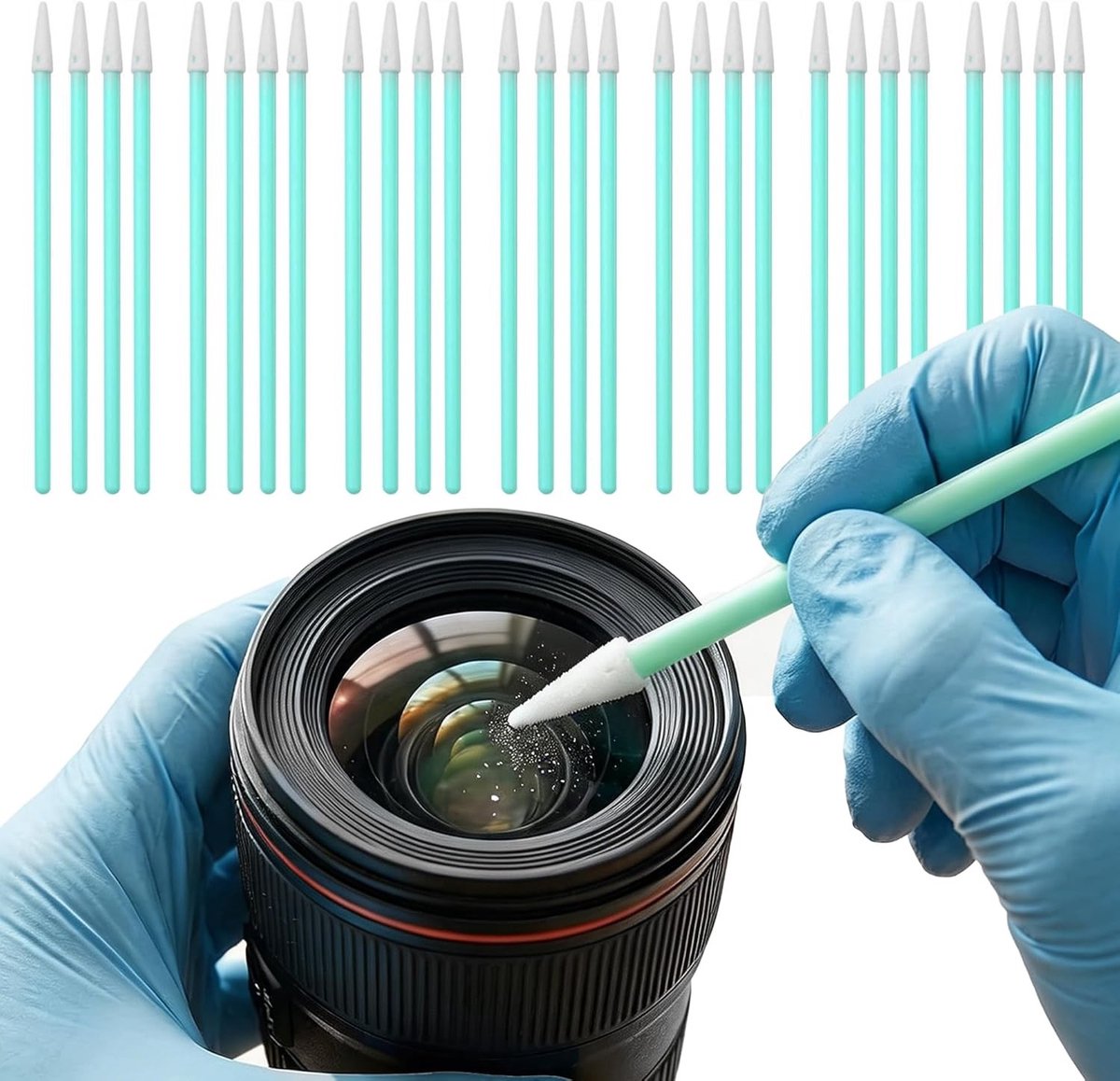 Set van 100 Stofvrije Schuimstokken, Puntige Antistatische Reinigingssticks met PP Handvat en Lintvrije Doek voor Nauwkeurige Optiek, Printkoppen en Elektronica Onderhoud