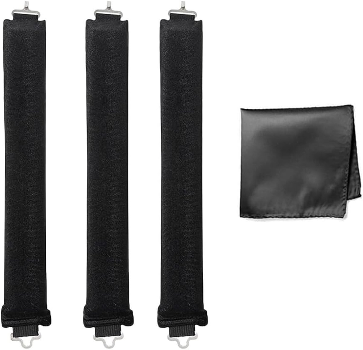 Thijox - 3 Stuks Heatless Krulbanden, Hittevrije Nachtgolven, DIY Blow-Out Golven voor Halflang Haar, Zachte Fluwelen Kabelbinders - Zwart