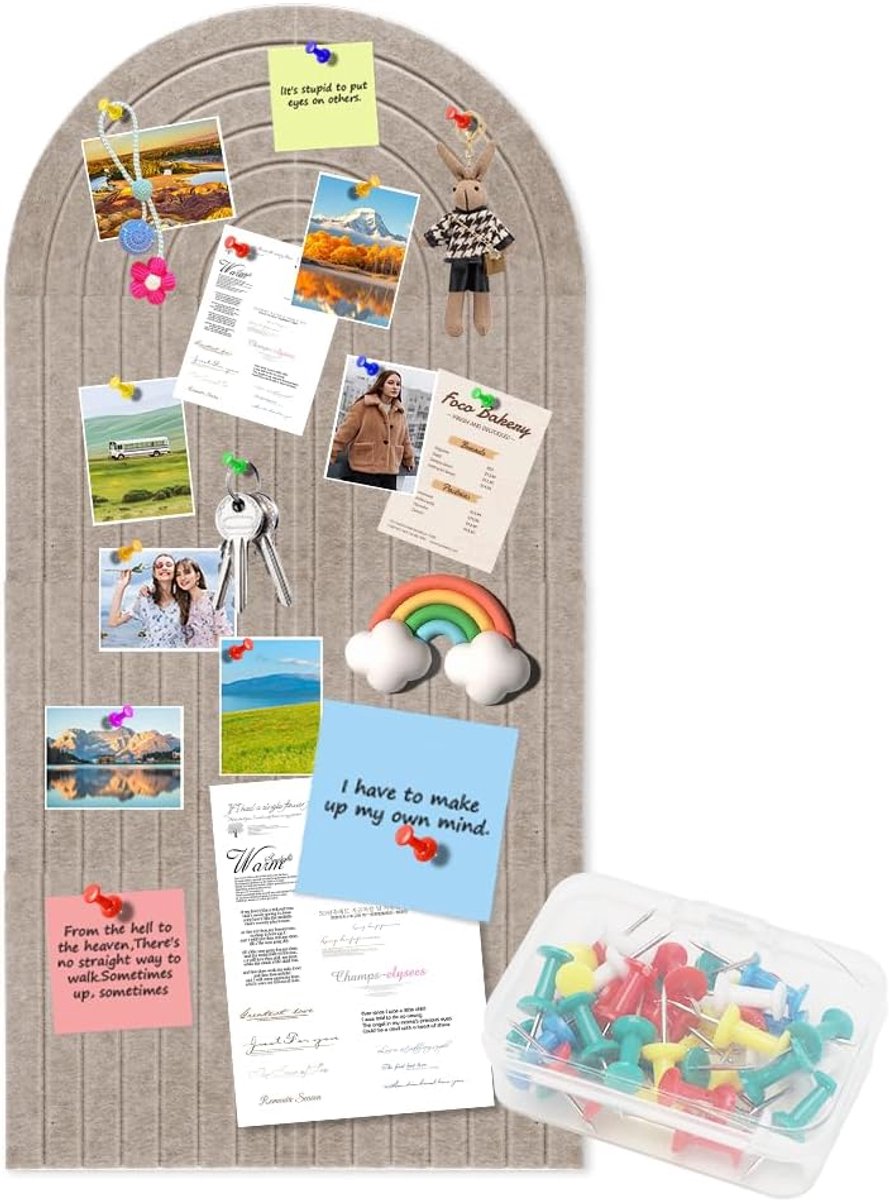 Vilt prikbord 60 x 120 cm - bruin - zelfklevend - elegant ontwerp voor kinderkamer of kantoor - ShopVlot