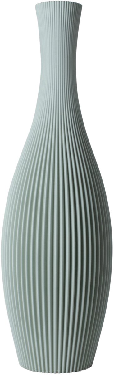 Slimprint Vaas STELLA, Saliegroen, D15,7 x H50 cm, Moderne Vaas met Gestreept Motief voor