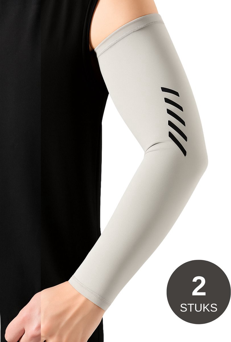 U Fit One UPF 50+ UV Bescherming Arm Sleeves - Verkoelend - Fiets Armstukken UV Bescherming - Licht Grijs - Unisex - 2 Stuks - Maat M