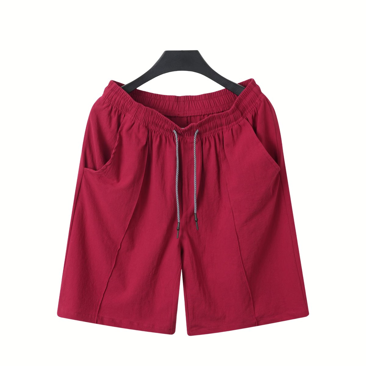Currero Korte Linnen Broek Heren Zomerbroek Volwassenen Korte Broek Shorts Strandbroek Zomer Ibiza Stijl Rood