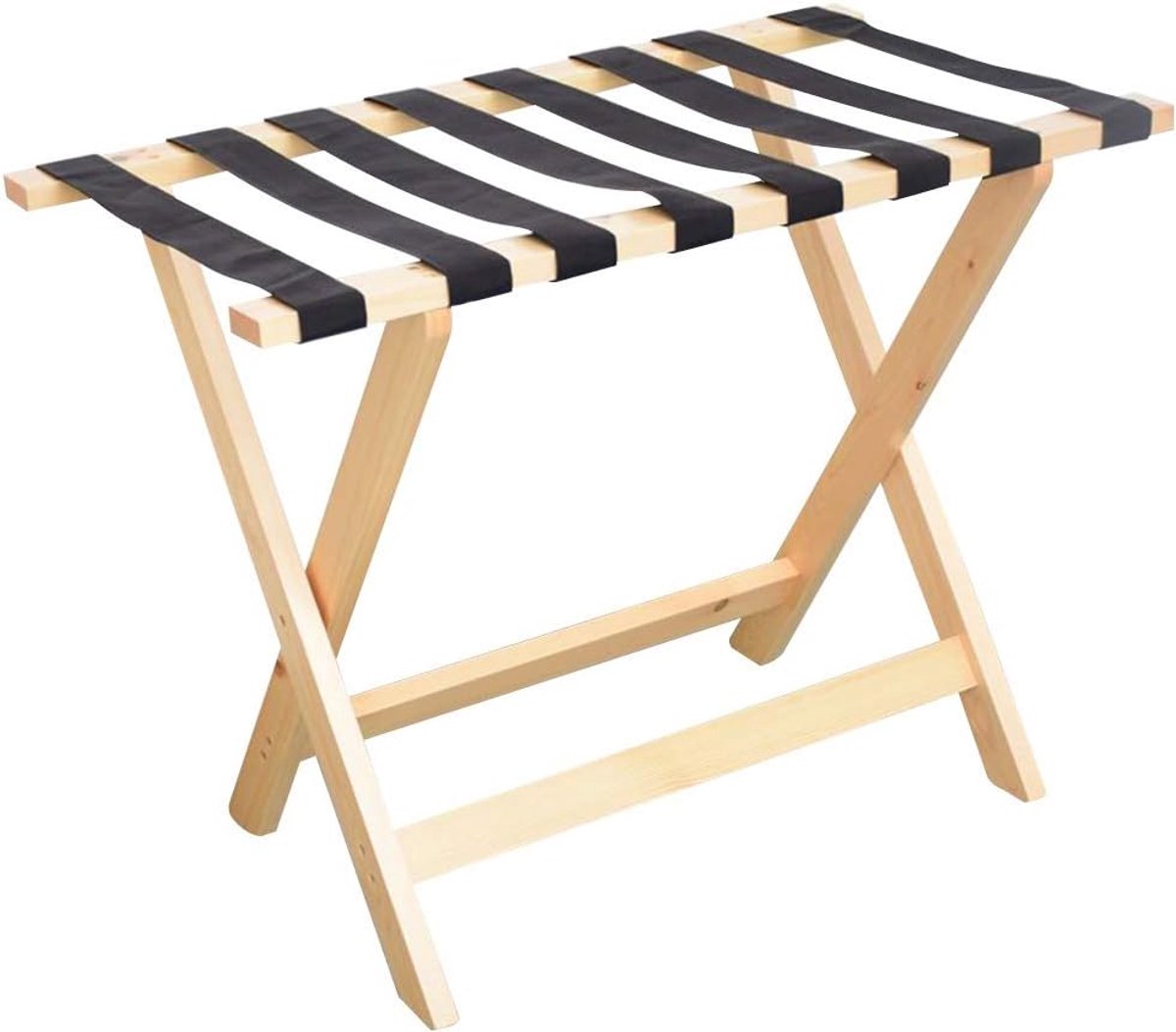Bagagerek Kofferstandaard - Opvouwbaar rek - Reizen Organiseren - Massief Houten Frame - 60x45x60cm - Wit