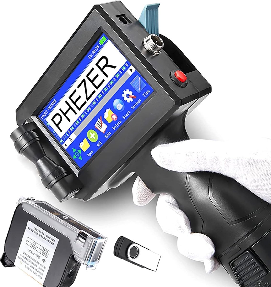 Draagbare Inkjetprinter - Handprinter Coderen - Labels Tekst Printen - 4.3 Inch Touchscreen - 12.7 mm - Zwart