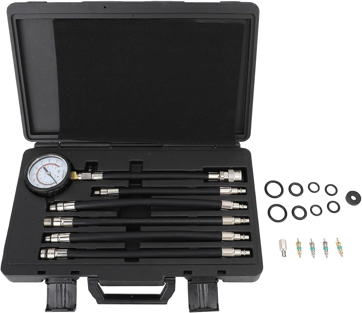Motor Cilinder Tester - Compressie Meter - Motor Diagnose - 0-300 PSI Bereik - 5 Adapters - Zwart