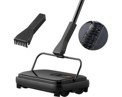 Roossentials tapijtveger - Handmatige tapijtveger - 7,87 in veegpad - 300 ml vuilnisbakcapaciteit - Met kam - Voor thuismatten, hardhouten, oppervlakken & houten vloeren