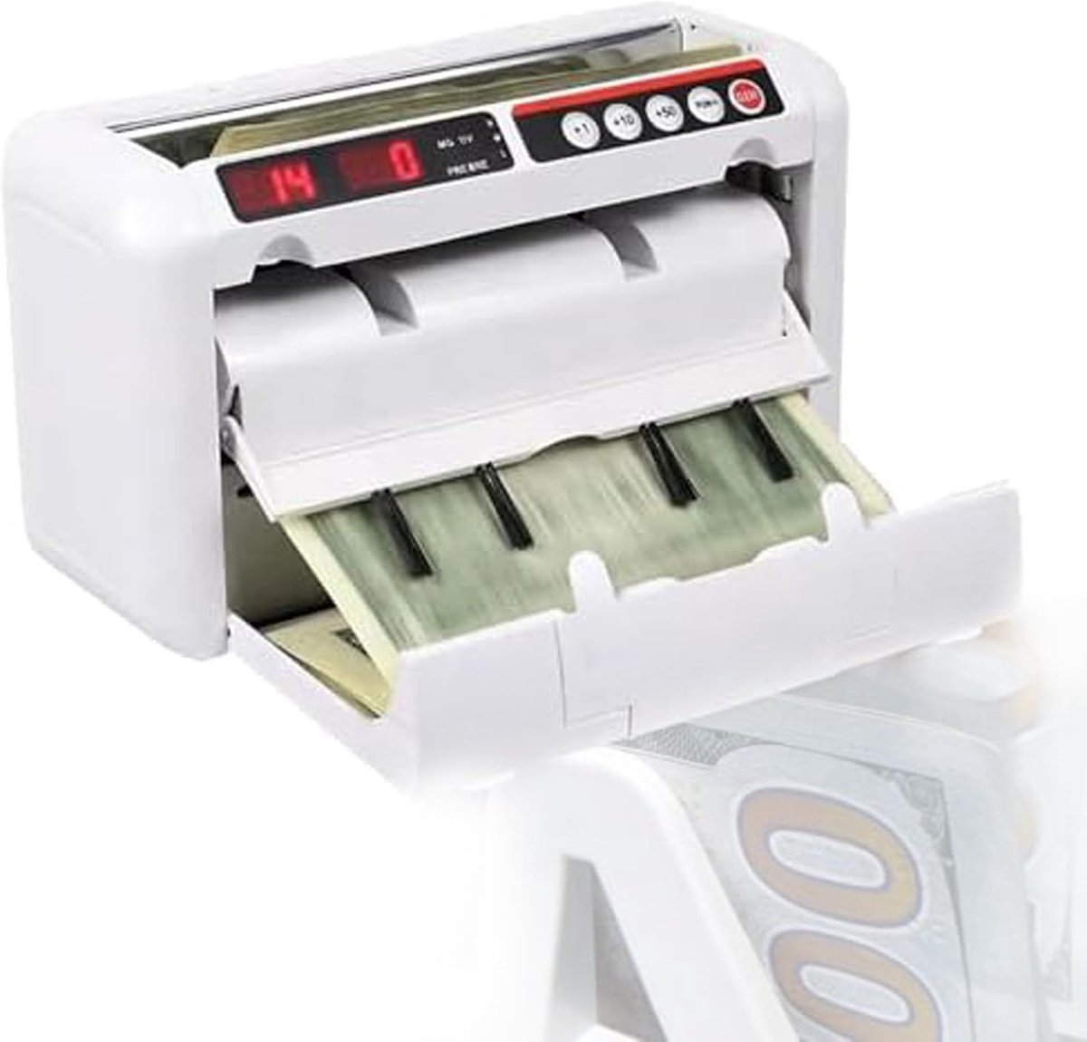 Geldtelmachine - Bankbiljet Teller - Snel Geld Tellen - Meerdere Valuta - Tot 800/min - Wit