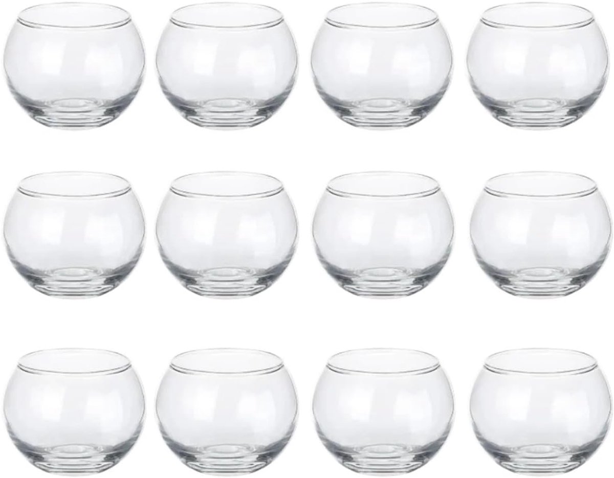 Theelichthouders Glas - Kandelaars Set - Sfeerverlichting Creëren - Stabiele Basis - 12 Stuks - Transparant