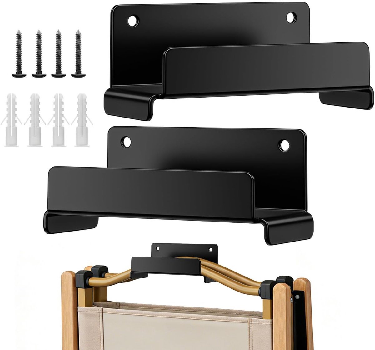 Ladderhouder Staal - Wandhaak Organizer - Gereedschap Opbergen - Ruimtebesparend Design - 305 x 203 cm - Zwart
