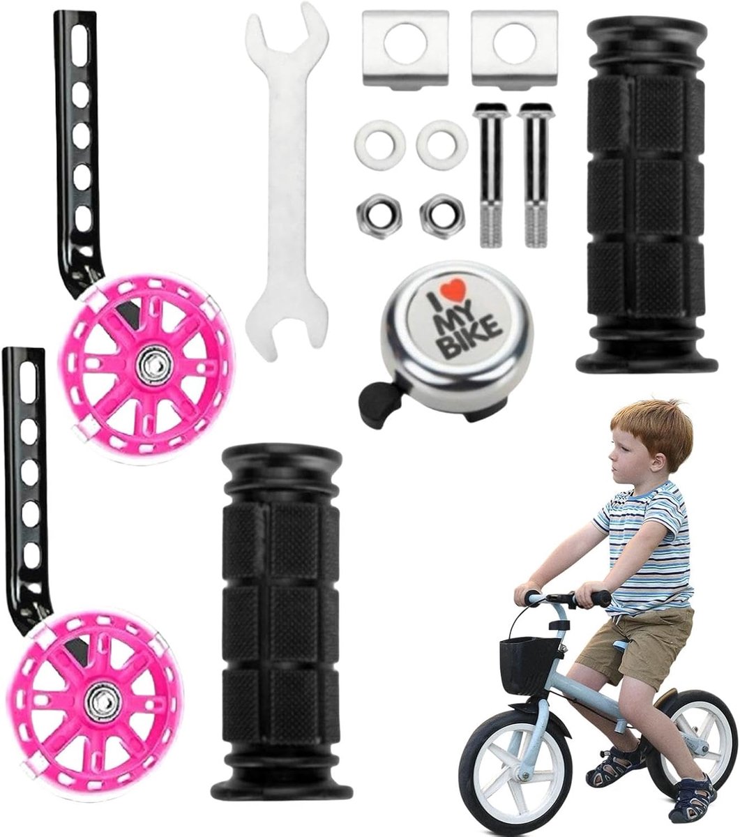 Hulpwiel Kinderfiets Zijwieltjes Stabilisator Fietsen Leren Verdikt Versterkt Ontwerp 12-20 Inch Roze
