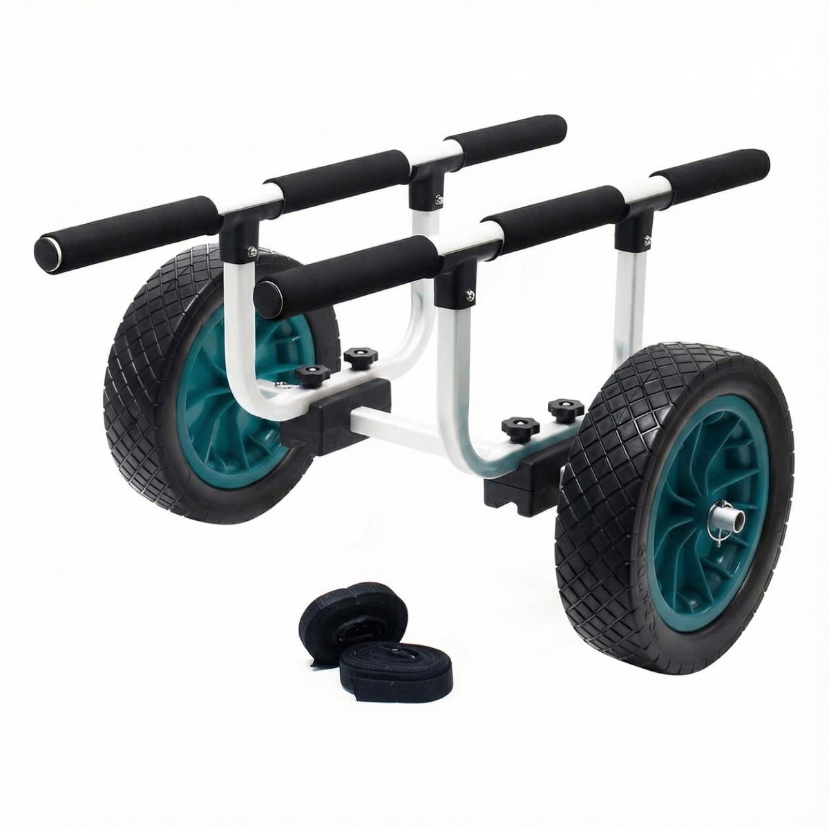 Barka Transportkar Voor Kano En Kajak Met Romprails - Stalen Kano Trolley - Verstelbare Breedte 18-31 Cm - Massieve Lekvrije Wielen 25 Cm - Draagcapaciteit 90 Kg - Inclusief Spanbanden