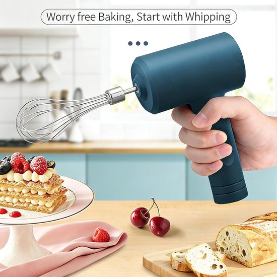 Draadloze Handmixer - Keukenmixer - Bakken en Mixen - Twee snelheden - Snoerloos - Groen — afbeelding 2