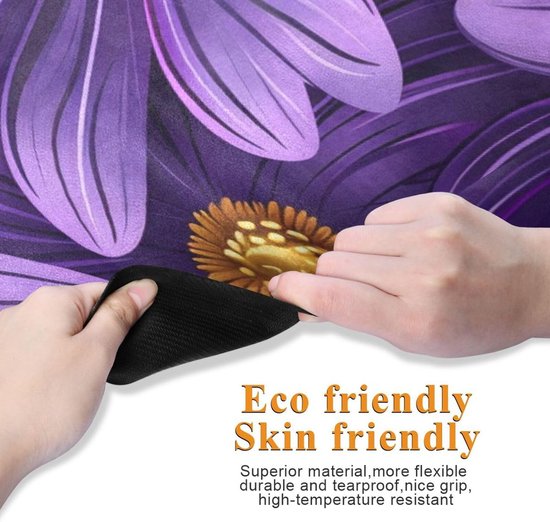 Yoga Mat - Oefenmat Fitness - Thuis Sporten - Antislip Natuurrubber - 71x26 Inch - Paarse Bloem — afbeelding 5