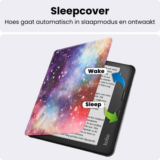 Hoes Geschikt voor Kobo Libra 2 - Luxe E-reader Bescherm Case - Hoesje Book Cover - Galaxy — afbeelding 3