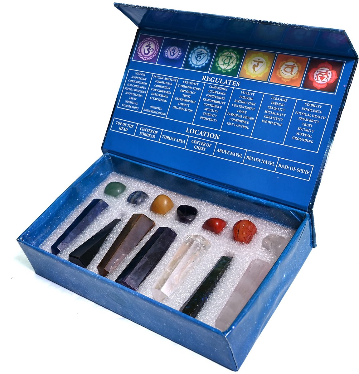 Dailygoods- Kristallen Set 14 Stuks - Helende Kristallen - Chakra Wands - Natuurlijke Tumbled Stones - Meditatie - 2,25"/2,5" Grootte - Healing Stones