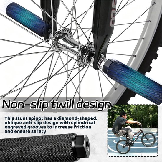 Dailygoods- Fiets Voetsteunen Aluminium - Universele Bike Pegs - BMX Stuntpinnen - Mountainbike Accessoires - 2 Stuks - 100 x 28 mm - Fietssteunen van Dailygoods — afbeelding 5