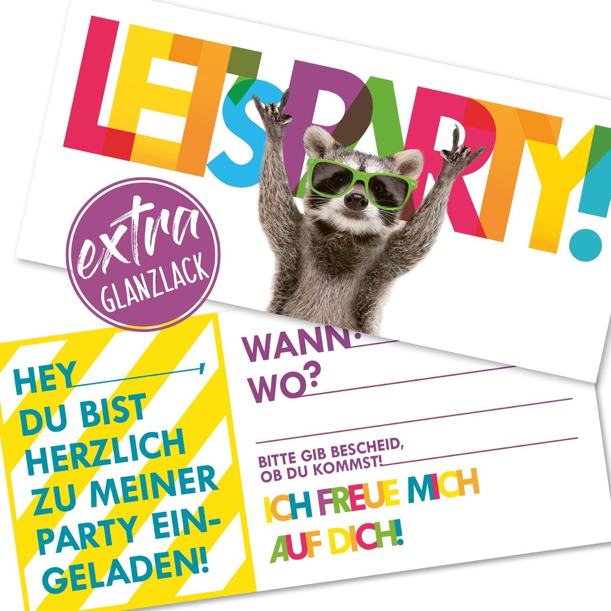 Dailygoods- Uitnodigingskaarten Grappig Motief - 12 Stuks - Kinderfeestje - Voor Jongens/Meisjes - Afmeting 21x9,9 cm - Geschikt voor Elk Feest - Feestkaarten