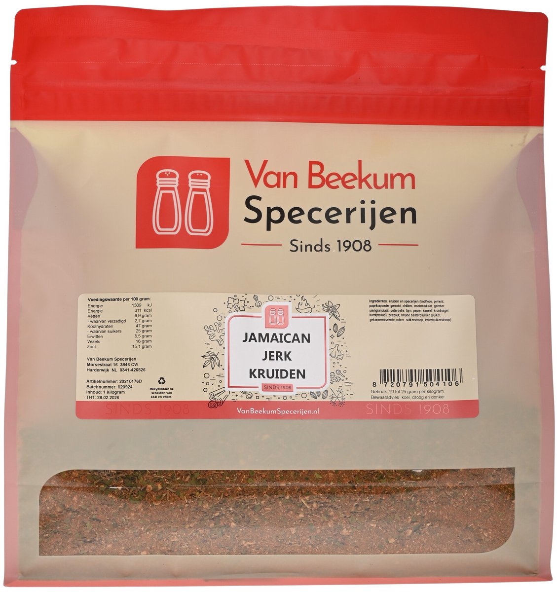 Van Beekum Specerijen - Jamaican Jerk Kruiden - 1 KG (hersluitbare stazak)