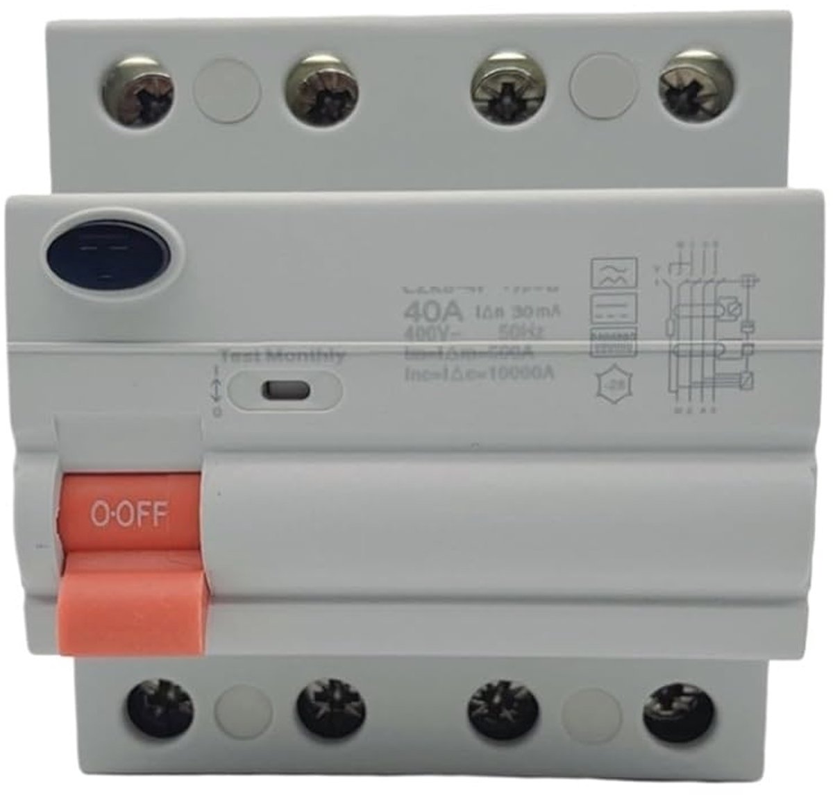 Stroomonderbreker - Lekstroomschakelaar - Veilige Stroomvoorziening - Type B Elektromagnetisch - 100A 300mA - Grijs