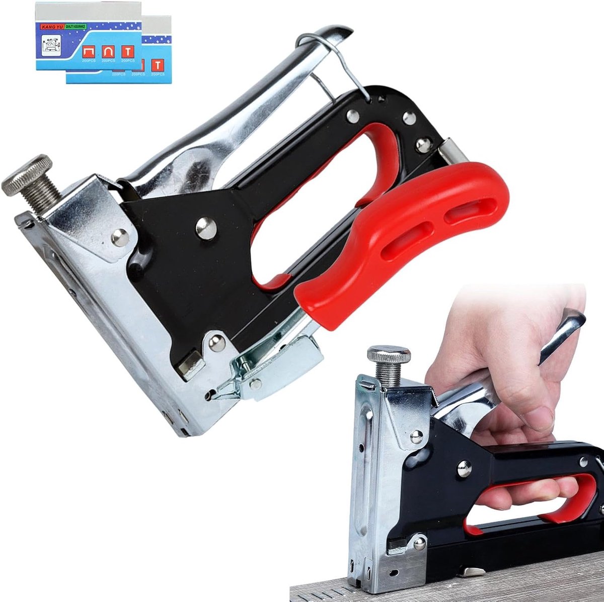 Handmatige nietmachine - Spijkerapparaat tacker - Houtbewerking knutselen - Hoge hardheid staal - 22 cm lengte - Grijs