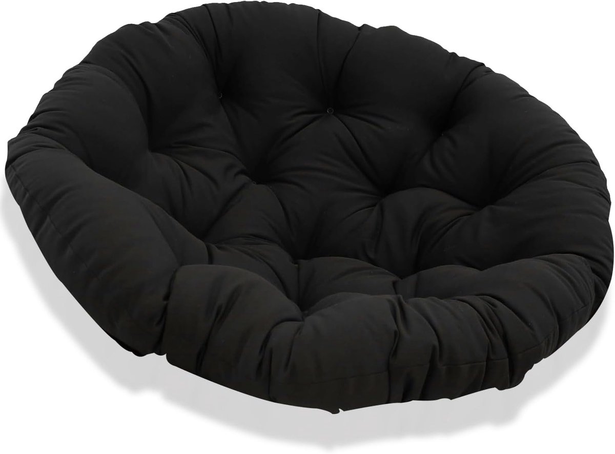 Stoelkussen Rond - Zitkussen Buiten - Comfortabel Zitten - Waterafstotend Materiaal - 120 cm - Zwart