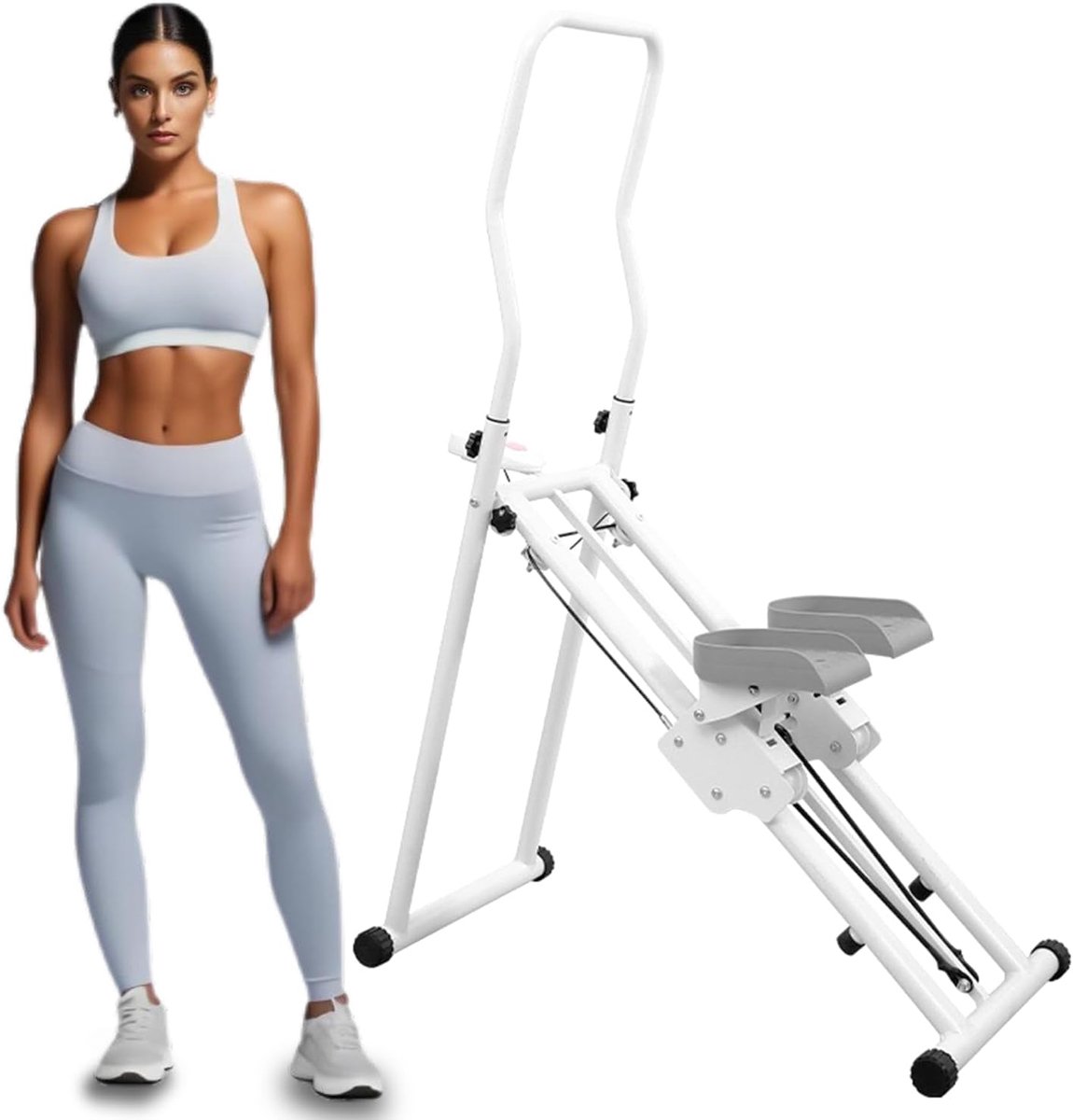 Verticale Klimmer - Stepper Hometrainer - Full-body Workout - Compact Opvouwbaar - 128.5 cm Hoog - Wit