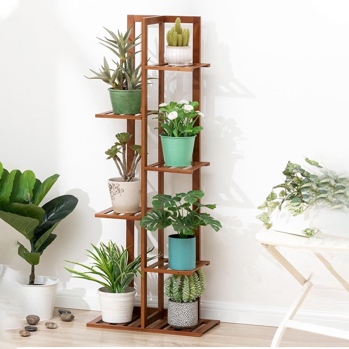 Bloemenstandaard Tuinplank - Plantenhouder Display - Planten Presenteren - Spiraal Houten 