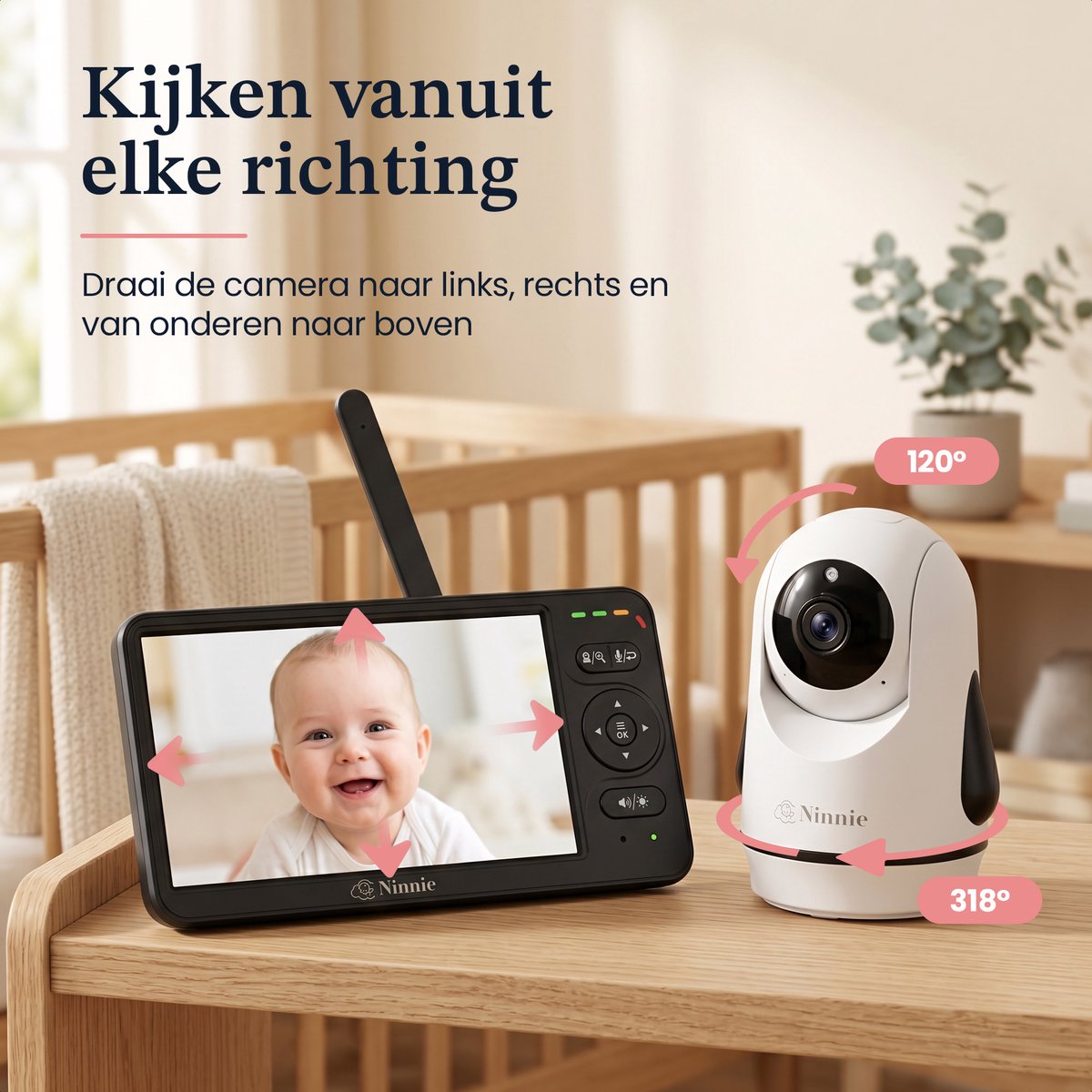 Ninnie Babyfoon met Camera - 6 Inch Scherm - 4000mAh Accu thumbnail 5