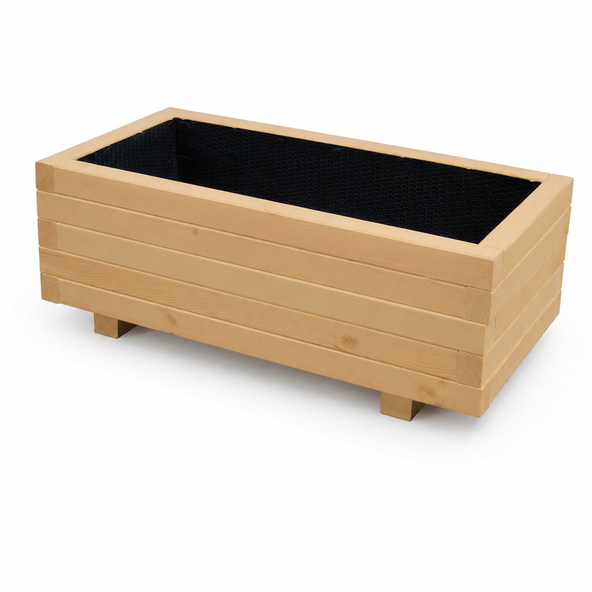 Plant&Bak Tuinbak Vurenhout L80 × B40 × H30 cm – Houten Plantenbak voor Buiten – Langwerpige Bloembak met Waterdichte Binnenbekleding – Honingeiken