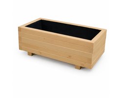 Plant&Bak Tuinbak Vurenhout L80 × B40 × H30 cm – Houten Plantenbak voor Buiten – Langwerpige Bloembak met Waterdichte Binnenbekleding – Honingeiken
