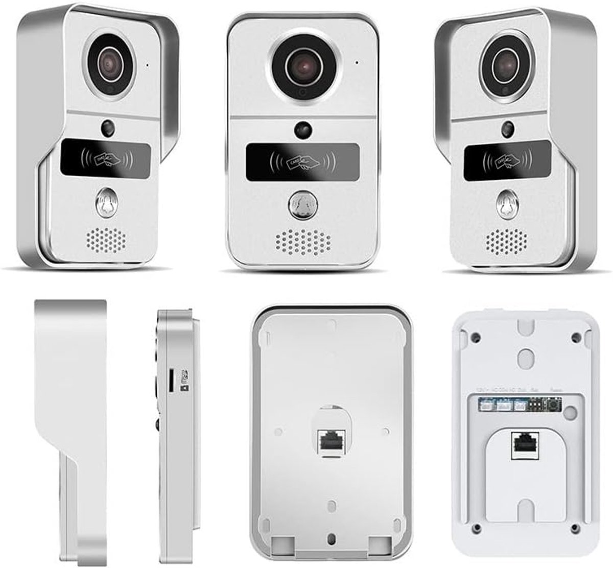 Videodeurbel - Slimme Intercom - Veiligheid Thuis - Bewegingsdetectie - 720P HD - Zilver