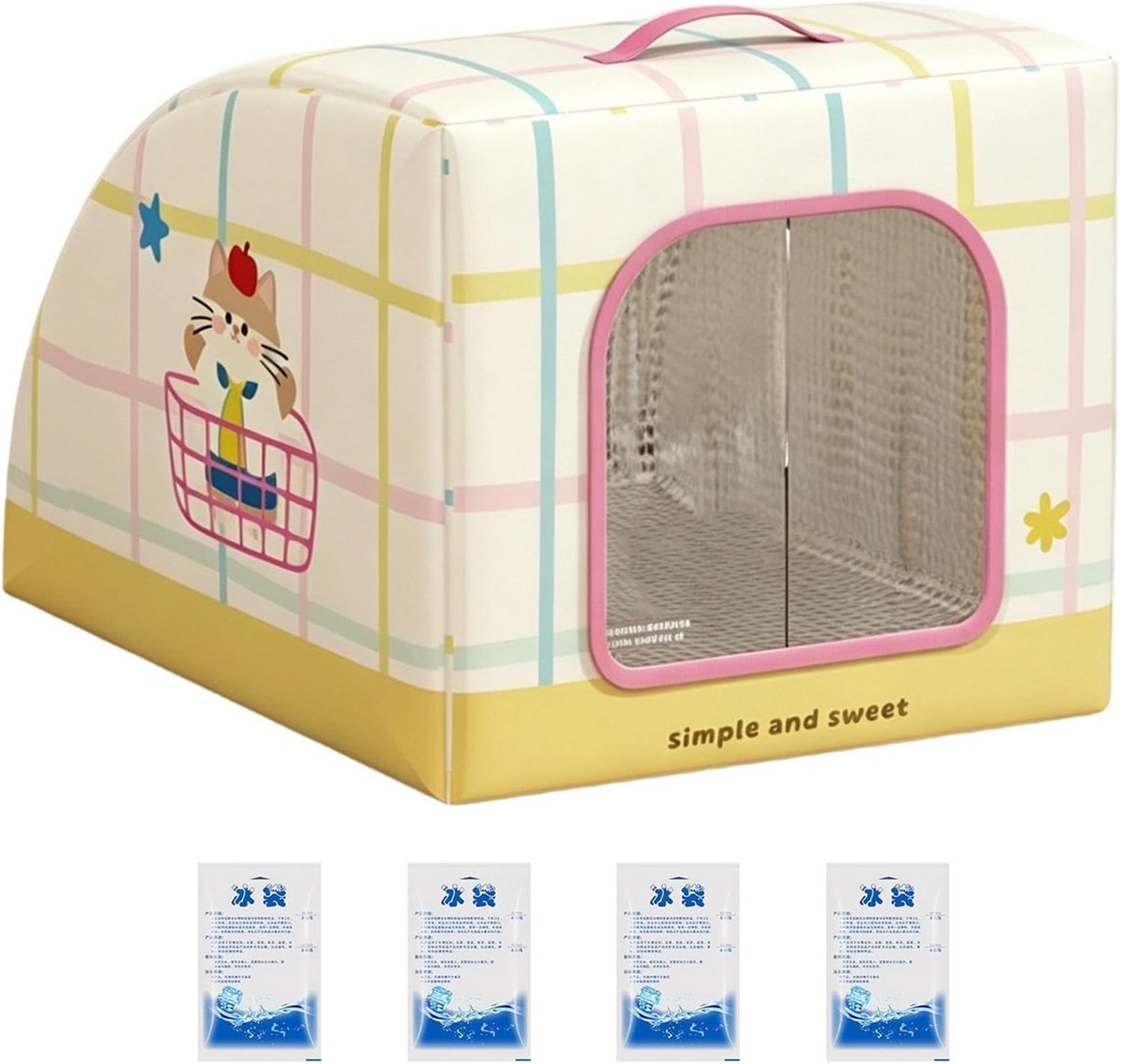 Geïsoleerd Huisdierenverblijf - Draagbaar Onderkomen - Koel Blijven - IJs Pack Koeling - 30x12x12 cm - Katje